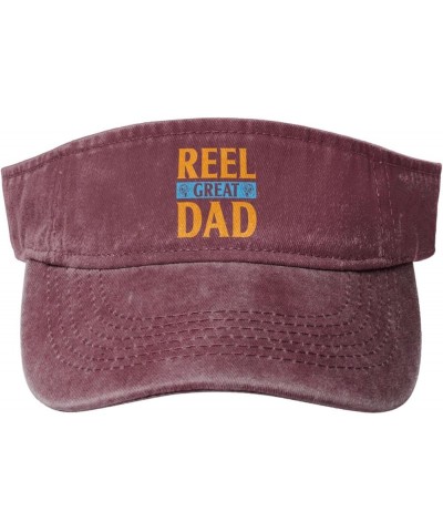 Reel Great Dad Sun Visor Hats for Women Men Sun Hat Cotton Golf Hat Vintage Baseball Cap Red $10.34 Visors