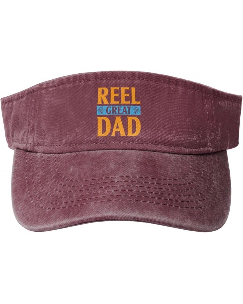 Reel Great Dad Sun Visor Hats for Women Men Sun Hat Cotton Golf Hat Vintage Baseball Cap Red $10.34 Visors