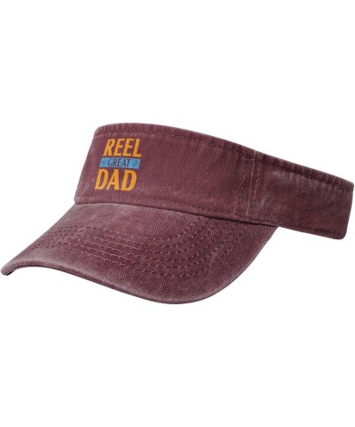 Reel Great Dad Sun Visor Hats for Women Men Sun Hat Cotton Golf Hat Vintage Baseball Cap Red $10.34 Visors