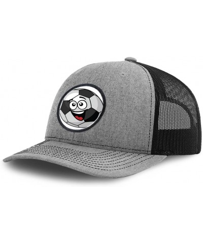 Patch Hat Trucker Baseball Cap Soccer Ball Smiling A Sports Soccer Euro Cup Dad Hat for Men & Women Heather Gray Black Circle...