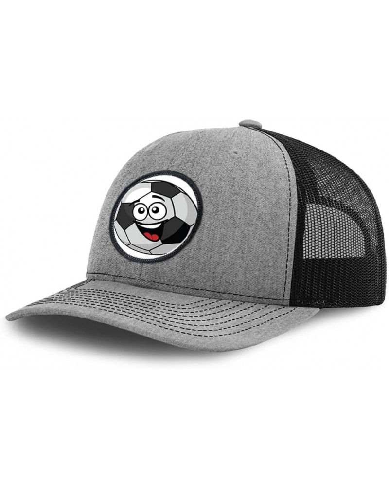 Patch Hat Trucker Baseball Cap Soccer Ball Smiling A Sports Soccer Euro Cup Dad Hat for Men & Women Heather Gray Black Circle...