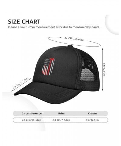 Firefighter American Flag Trucker Hat Adjustable Solid Color Mesh Baseball Cap for Men Women Black Black $13.45 Baseball Caps