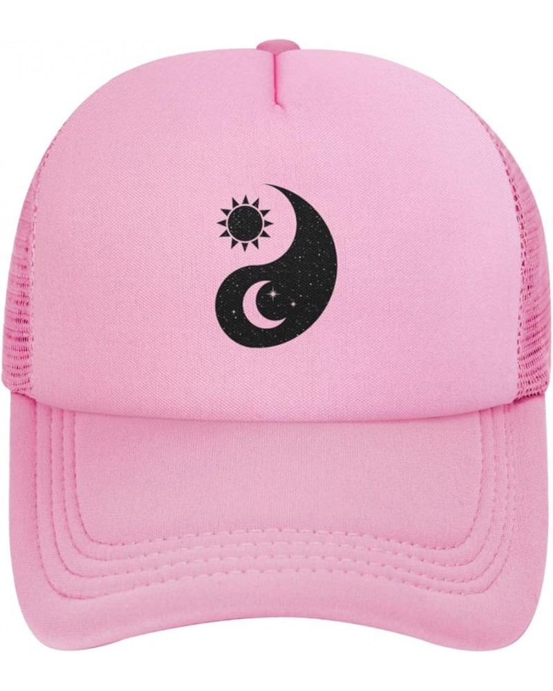 Sun and Moon Yin Yang Adjustable Trucker Hat Vintage Baseball Cap for Men Women Pink $11.26 Baseball Caps