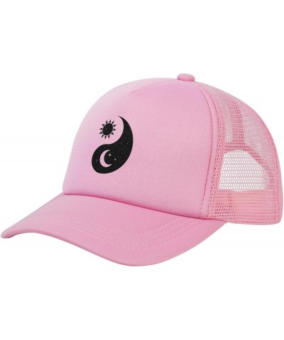 Sun and Moon Yin Yang Adjustable Trucker Hat Vintage Baseball Cap for Men Women Pink $11.26 Baseball Caps