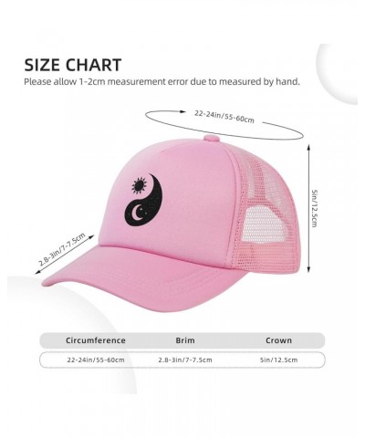 Sun and Moon Yin Yang Adjustable Trucker Hat Vintage Baseball Cap for Men Women Pink $11.26 Baseball Caps