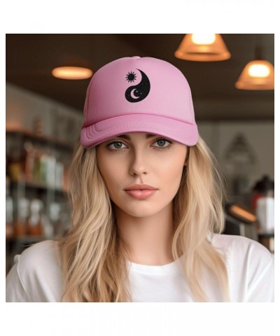 Sun and Moon Yin Yang Adjustable Trucker Hat Vintage Baseball Cap for Men Women Pink $11.26 Baseball Caps