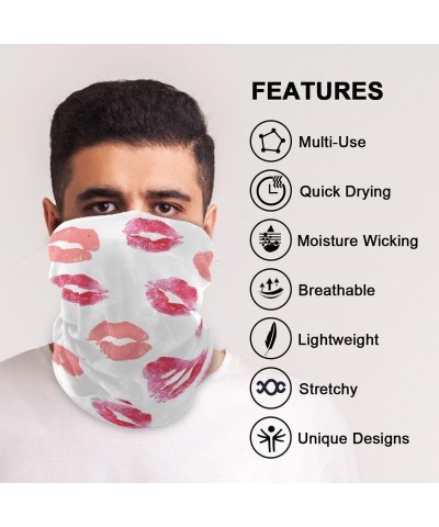 Acpiggto 2 Pieces Neck Warmer Snood Sports Neckerchief Bandana Neck Gaiter Scarves Face Covering Kiss Pink Lips Golden Black ...