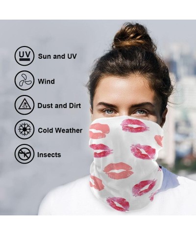 Acpiggto 2 Pieces Neck Warmer Snood Sports Neckerchief Bandana Neck Gaiter Scarves Face Covering Kiss Pink Lips Golden Black ...