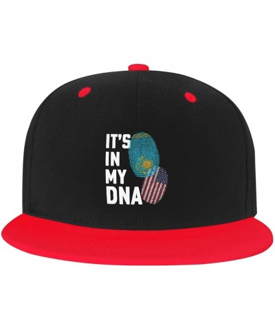 Kazakhstan It's in My DNA Baseball Cap for Men Women Snapback Hat Adjustable Flat Bill Hats Red $13.35 Baseball Caps