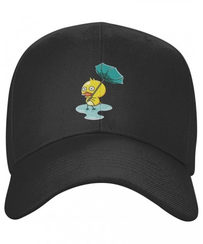 Duck in The Rain Umbrella Blown Over by The Wind Baseball Cap for Men Women Dad Hat Classic Adjustable Golf Hats Black $11.18...