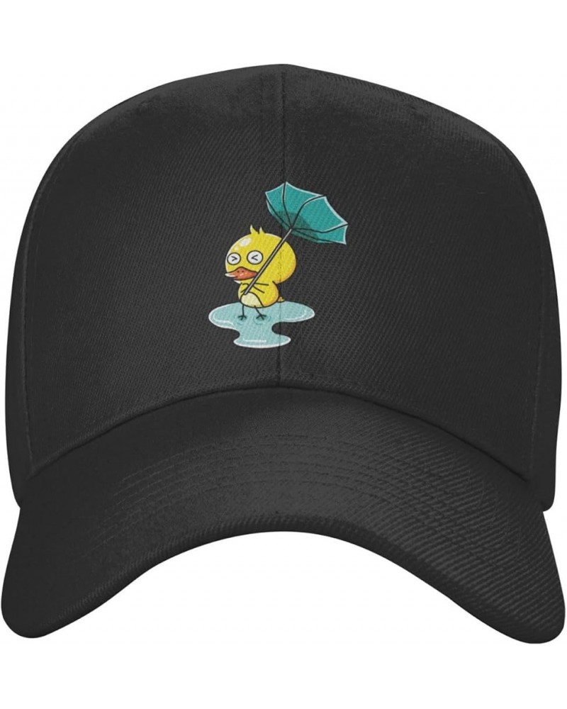 Duck in The Rain Umbrella Blown Over by The Wind Baseball Cap for Men Women Dad Hat Classic Adjustable Golf Hats Black $11.18...