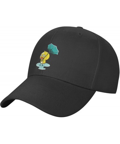 Duck in The Rain Umbrella Blown Over by The Wind Baseball Cap for Men Women Dad Hat Classic Adjustable Golf Hats Black $11.18...