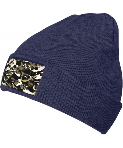 Camouflage Pattern Print Knitted Hat Daily Warm Hat,Soft Outdoor Beanie for Men Women,Eisure Doudou Hat Navy Blue $12.76 Skul...