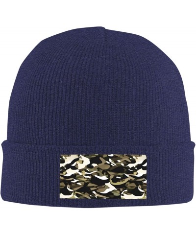 Camouflage Pattern Print Knitted Hat Daily Warm Hat,Soft Outdoor Beanie for Men Women,Eisure Doudou Hat Navy Blue $12.76 Skul...