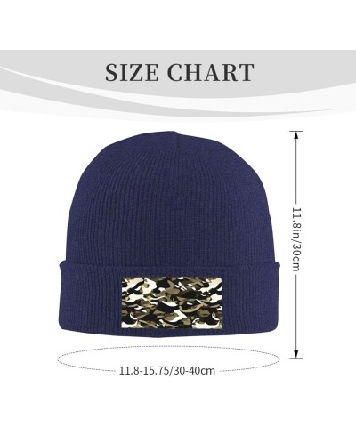 Camouflage Pattern Print Knitted Hat Daily Warm Hat,Soft Outdoor Beanie for Men Women,Eisure Doudou Hat Navy Blue $12.76 Skul...