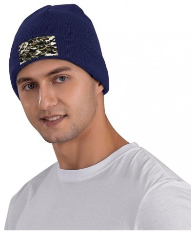 Camouflage Pattern Print Knitted Hat Daily Warm Hat,Soft Outdoor Beanie for Men Women,Eisure Doudou Hat Navy Blue $12.76 Skul...