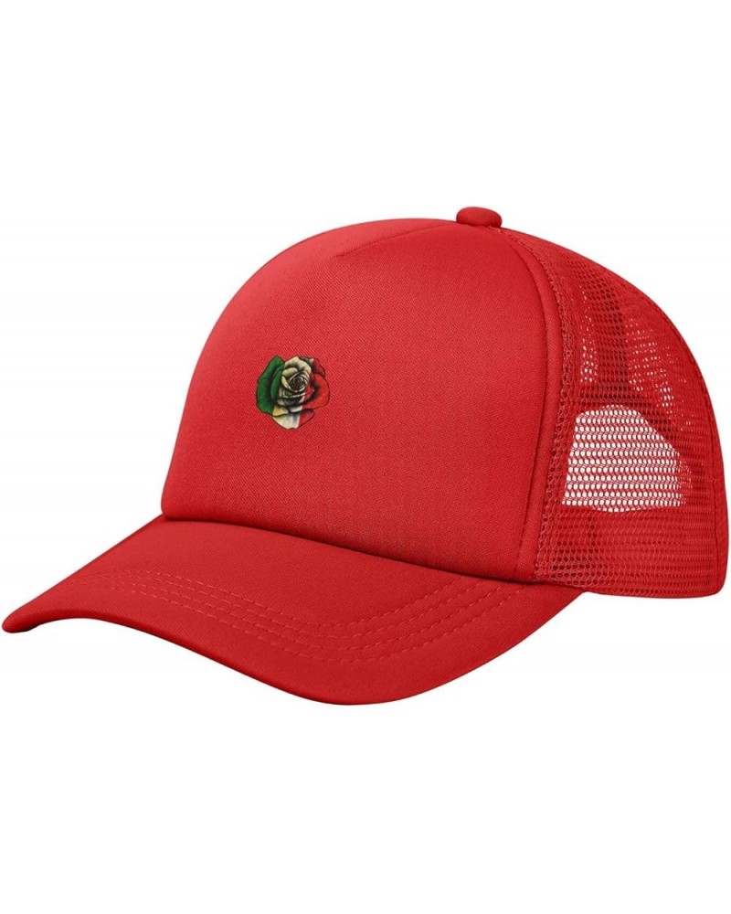 Trucker Hat Mesh Baseball Cap Adjustable Dad Hat Unisex Black Red $12.31 Baseball Caps