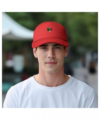 Trucker Hat Mesh Baseball Cap Adjustable Dad Hat Unisex Black Red $12.31 Baseball Caps