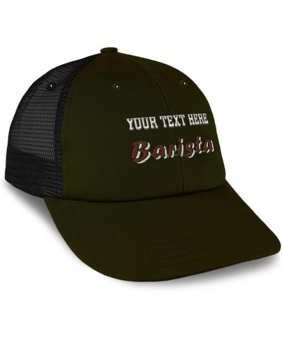 Custom Trucker Hat Baseball Cap Barista Espresso Cotton Latte Dad Hats for Men & Women Loden Black Personalized Text Here $13...