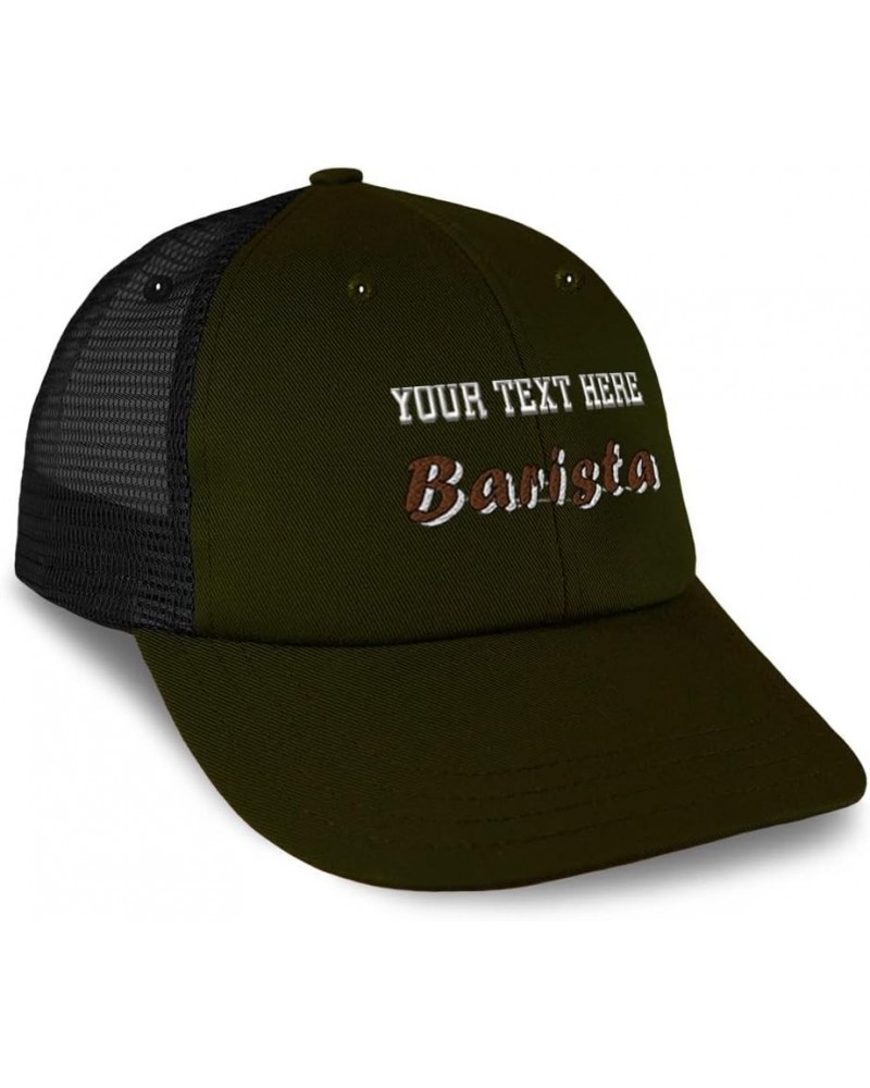 Custom Trucker Hat Baseball Cap Barista Espresso Cotton Latte Dad Hats for Men & Women Loden Black Personalized Text Here $13...