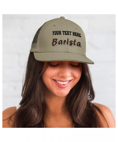 Custom Trucker Hat Baseball Cap Barista Espresso Cotton Latte Dad Hats for Men & Women Loden Black Personalized Text Here $13...