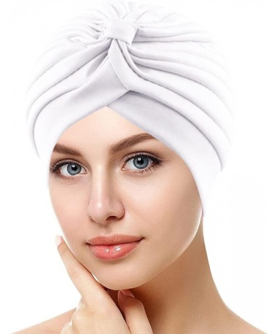 Ladies Fall Head Scarf Womens Large Elastic Solid Comfort Flat Hat Monochrome Fashion Headband Hat Womens Hat White One Size ...