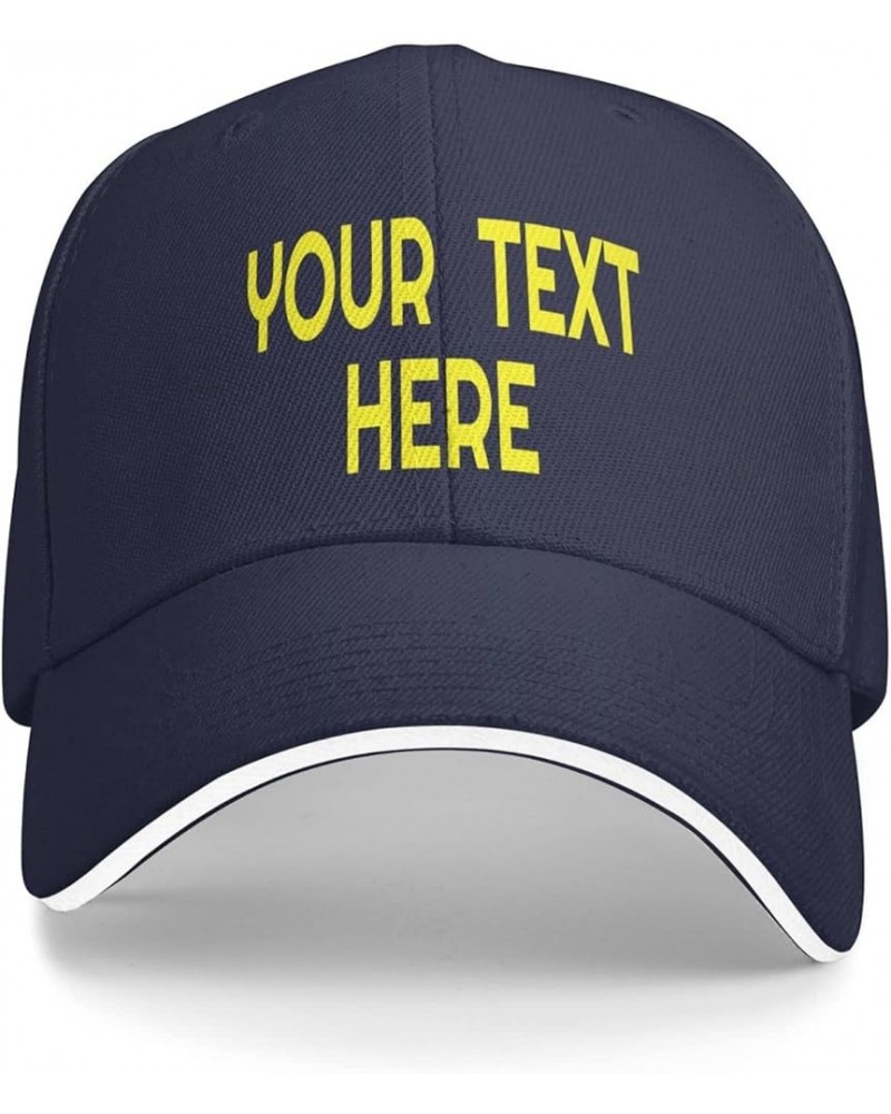 Custom Hat,Custom Logo Caps Your Custom Here,Custom Hat Design Your Own Classic Mens Womens Personalized Baseball Cap Navy Bl...