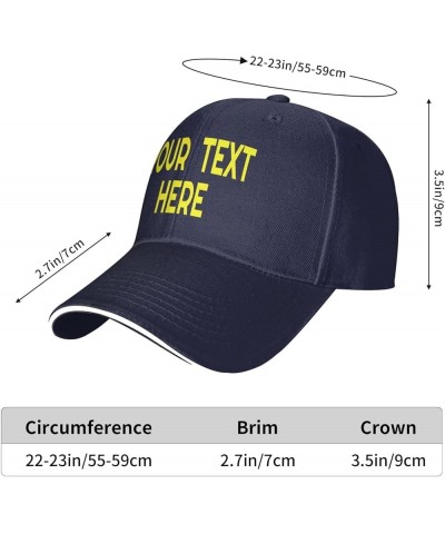 Custom Hat,Custom Logo Caps Your Custom Here,Custom Hat Design Your Own Classic Mens Womens Personalized Baseball Cap Navy Bl...