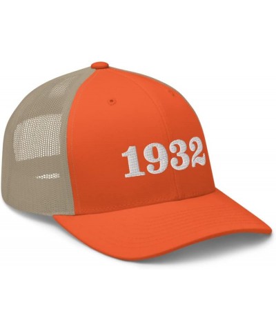 1932 Trucker Hat for Men Born in 1932 Embroidered Trendy Mesh Snapback Unisex Cap for Women Yellowstone Rustic Orange/ Khaki ...