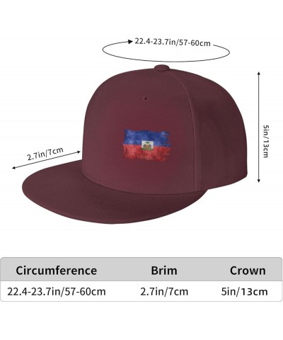 Snapback Baseball Cap Vintage Torn Broken Haiti Flag Hat Dark Red $12.59 Baseball Caps