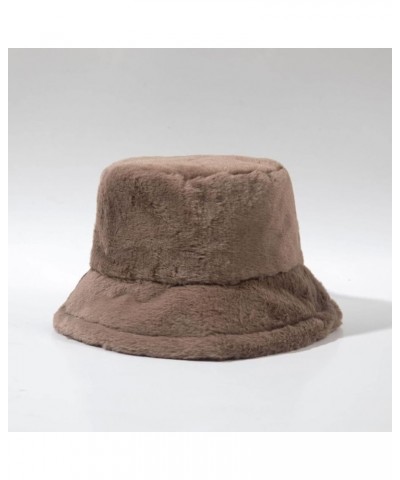 Winter Furry Bucket Hat for Women, Women's Girls Fashion Faux Fur Bucket Cap Outdoor Windproof Warm Hat A01-coffee $9.85 Buck...