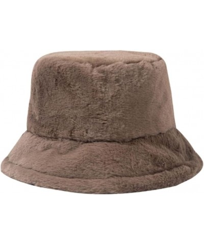 Winter Furry Bucket Hat for Women, Women's Girls Fashion Faux Fur Bucket Cap Outdoor Windproof Warm Hat A01-coffee $9.85 Buck...