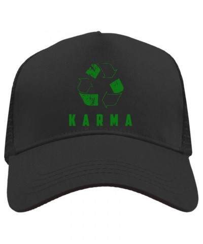 Karma Circle Green Mesh Back Trucker Cap Adjustable Snapback Hat, Black, osz $22.37 Baseball Caps