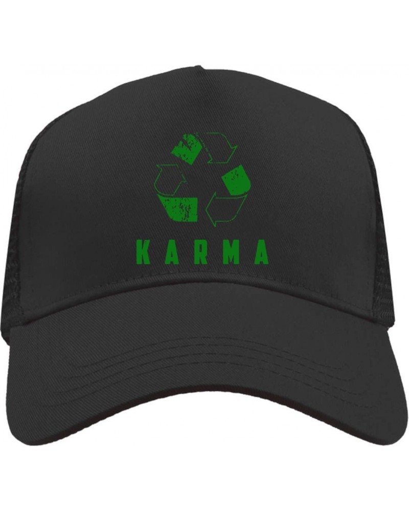 Karma Circle Green Mesh Back Trucker Cap Adjustable Snapback Hat, Black, osz $22.37 Baseball Caps