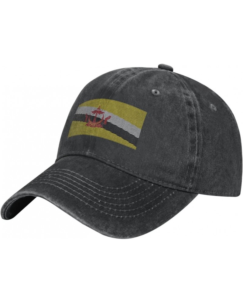 Brunei Flag Adjustable Stylish Unique Unisex Washed Cowboy Baseball Adult Hat Black $11.10 Baseball Caps