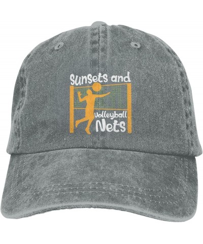 Sunsets and Volleyball Nets Retro Baseball Cap for Women Men Baseball Hat Golf Dad Hats Gray $10.25 Baseball Caps