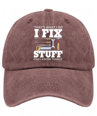 That's What I Do I Fix Stuff and I Know Things Hats Vintage Cotton Washed Baseball Caps Adjustable Wine Red $6.11 Baseball Caps