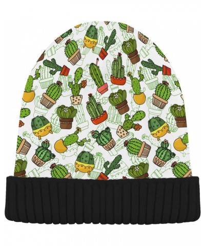 Green Cactuses Beanie Hat for Women Men Winter Soft Knit Hat Cuffed Mens Slouchy Beanies Skull Cap Warm Womens Ski Hats $10.3...