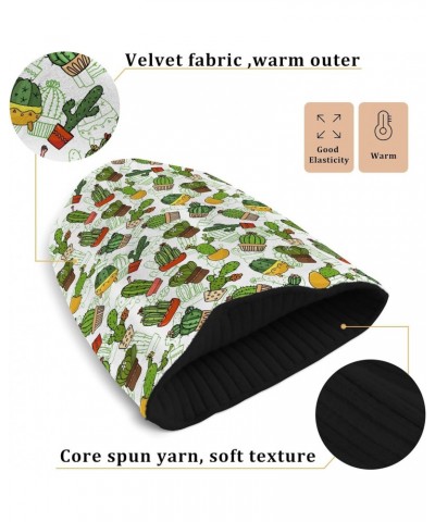 Green Cactuses Beanie Hat for Women Men Winter Soft Knit Hat Cuffed Mens Slouchy Beanies Skull Cap Warm Womens Ski Hats $10.3...