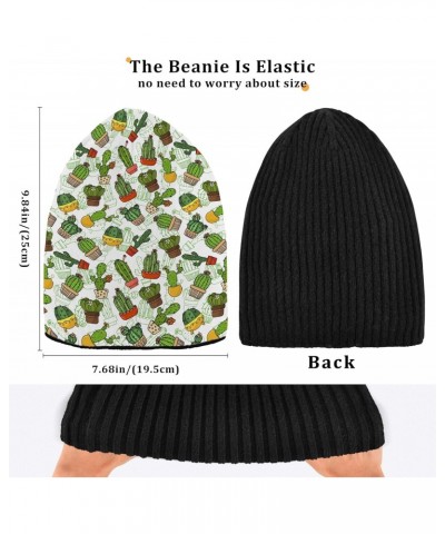 Green Cactuses Beanie Hat for Women Men Winter Soft Knit Hat Cuffed Mens Slouchy Beanies Skull Cap Warm Womens Ski Hats $10.3...