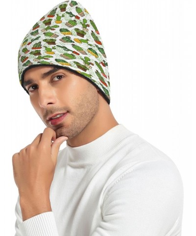 Green Cactuses Beanie Hat for Women Men Winter Soft Knit Hat Cuffed Mens Slouchy Beanies Skull Cap Warm Womens Ski Hats $10.3...