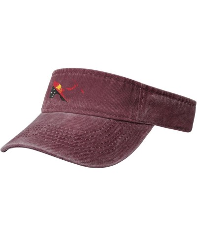 Papua New Guinea Terrain Map Sun Visor Hats for Women Men Adjustable Sports Sun Hats Cotton Golf Cap Red $9.95 Sun Hats