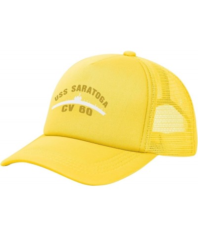 USS Saratoga Cv-60 Baseball Cap Canvas Mesh-Back Cap Yellow $14.26 Baseball Caps