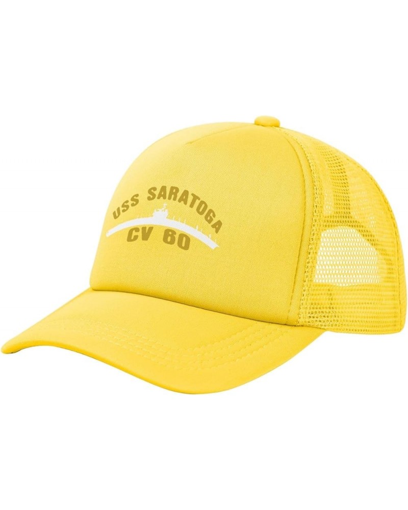 USS Saratoga Cv-60 Baseball Cap Canvas Mesh-Back Cap Yellow $14.26 Baseball Caps