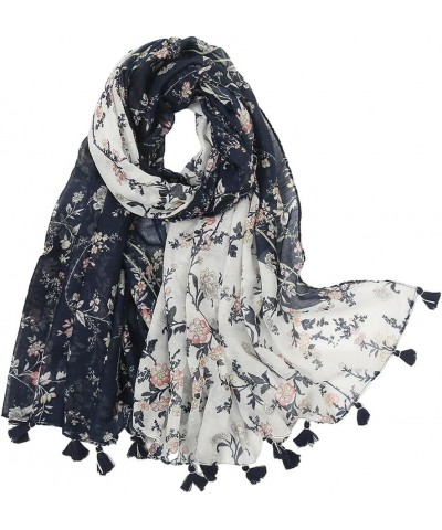 Scarfs for Women Neck Warmer Lightweight Floral Cotton and Hemp Scarf Soft Long Scarves Sun-proof Shawl Type 10 $9.53 Scarves