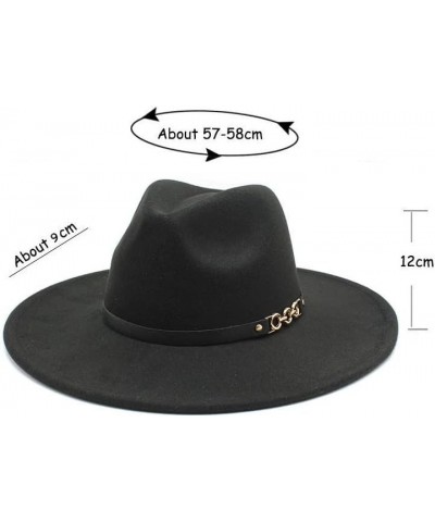 9cm Large Brim Autumn and Winter Wool Jazz Hat Women's Fashion Casual Large Brim Felt Jazz Hat Luopan Caps & Hats Camel $15.1...