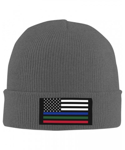 Police Military and Fire Thin Line American Flag Cozy Knitted Beanie Hat - Stylish Winter Headwear Acrylic Ideal for All Ages...