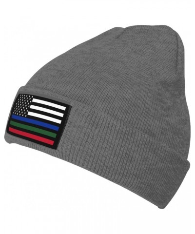 Police Military and Fire Thin Line American Flag Cozy Knitted Beanie Hat - Stylish Winter Headwear Acrylic Ideal for All Ages...