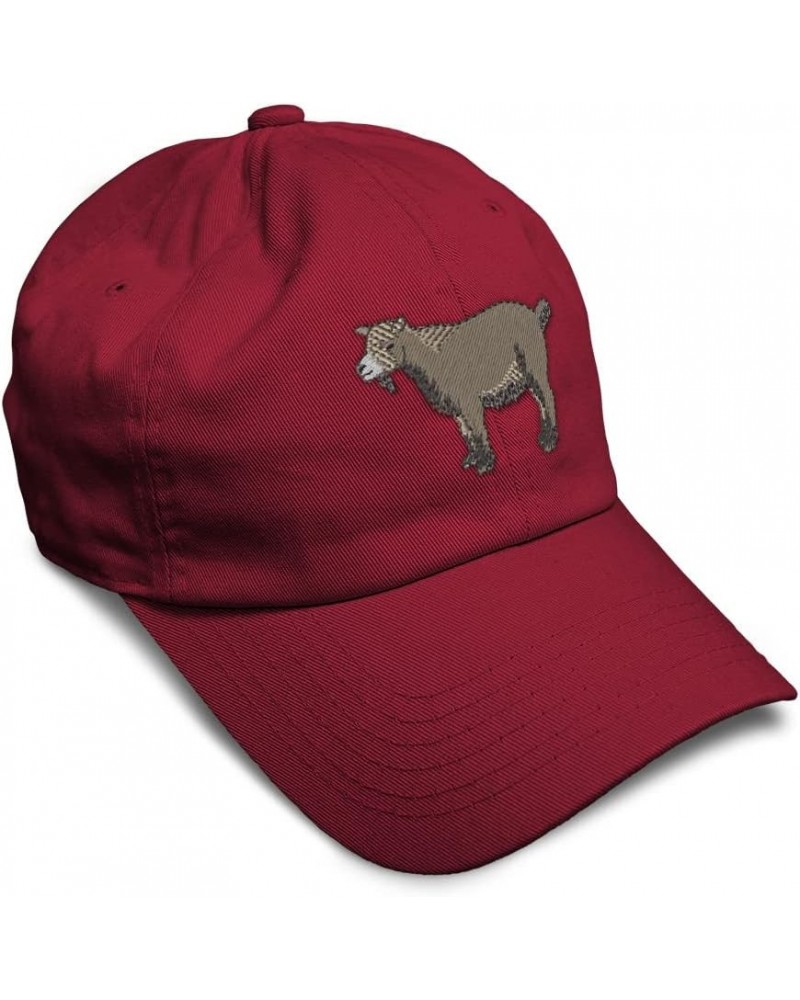 Soft Baseball Cap Pygmy Goat Embroidery Farm and Domesticated Animals Twill Cotton Dad Hats for Men & Women Burgundy Design O...