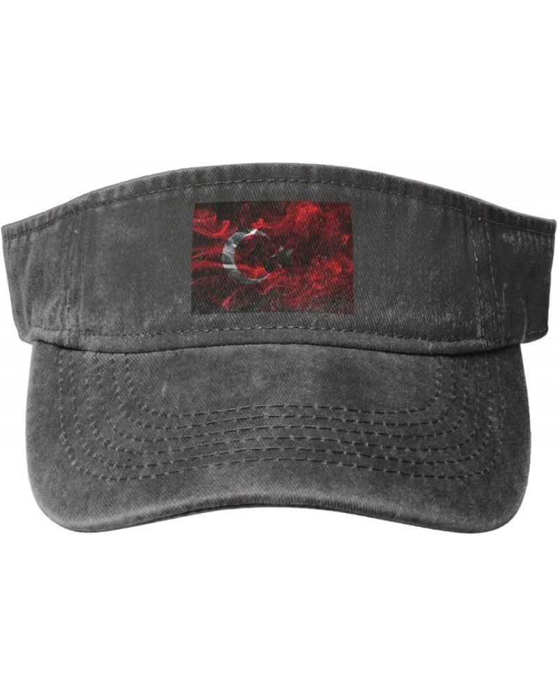 Smoke Style Flag of Turkey Sun Visor Hats for Women Men Adjustable Sports Sun Hats Cotton Golf Cap Deep Heather $14.33 Visors